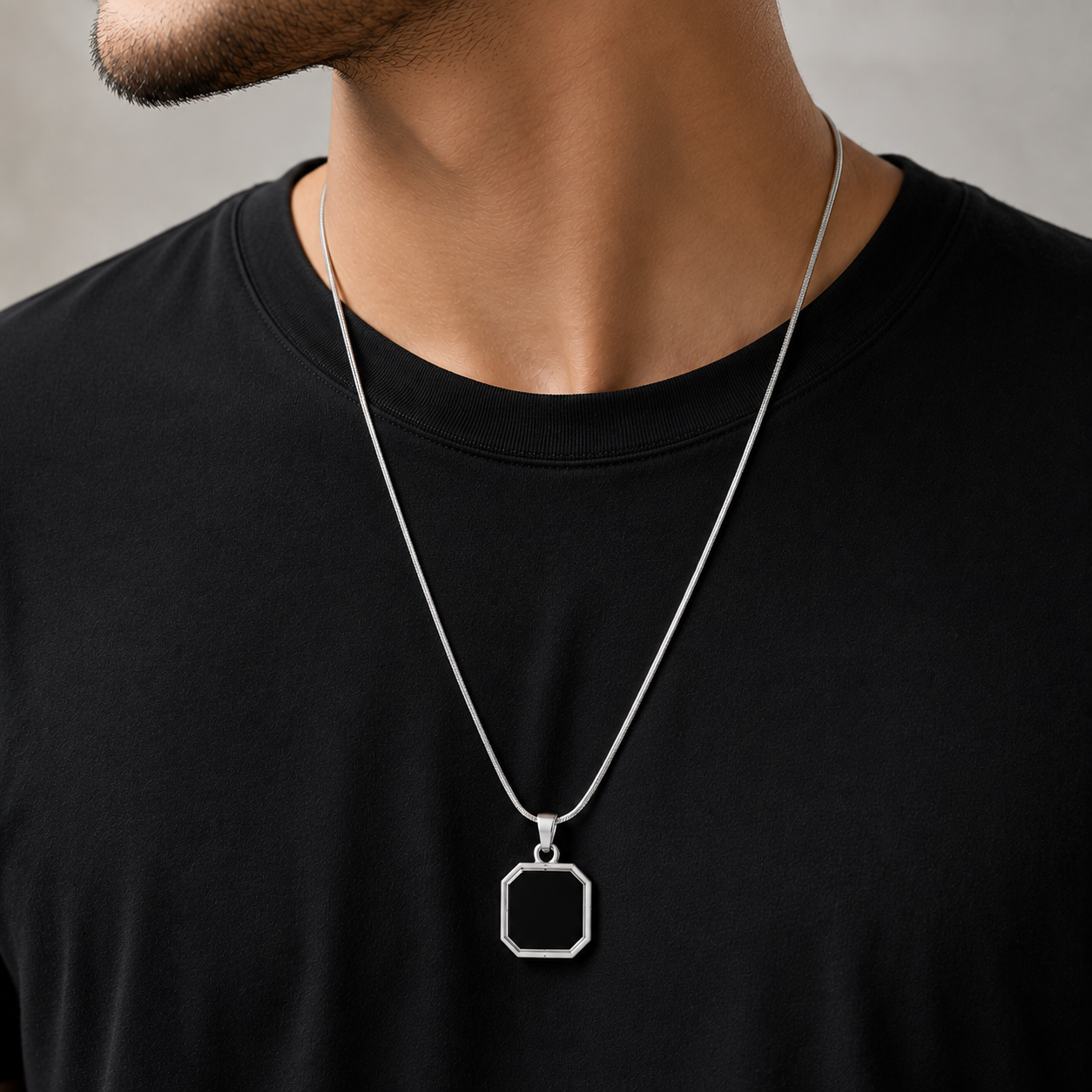 Rope Chain+(2 in 1) Octagon Pendant