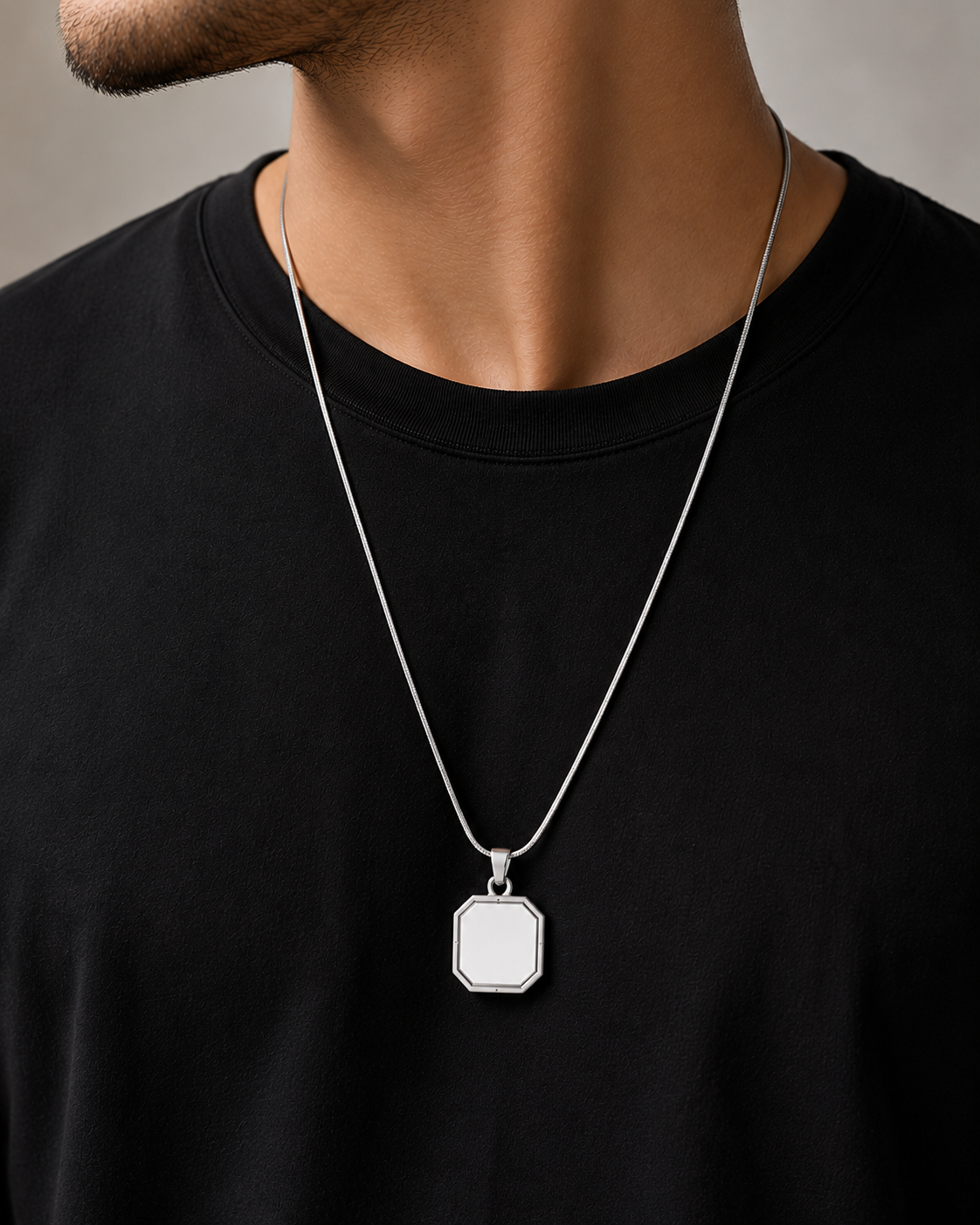 Rope Chain+(2 in 1) Octagon Pendant