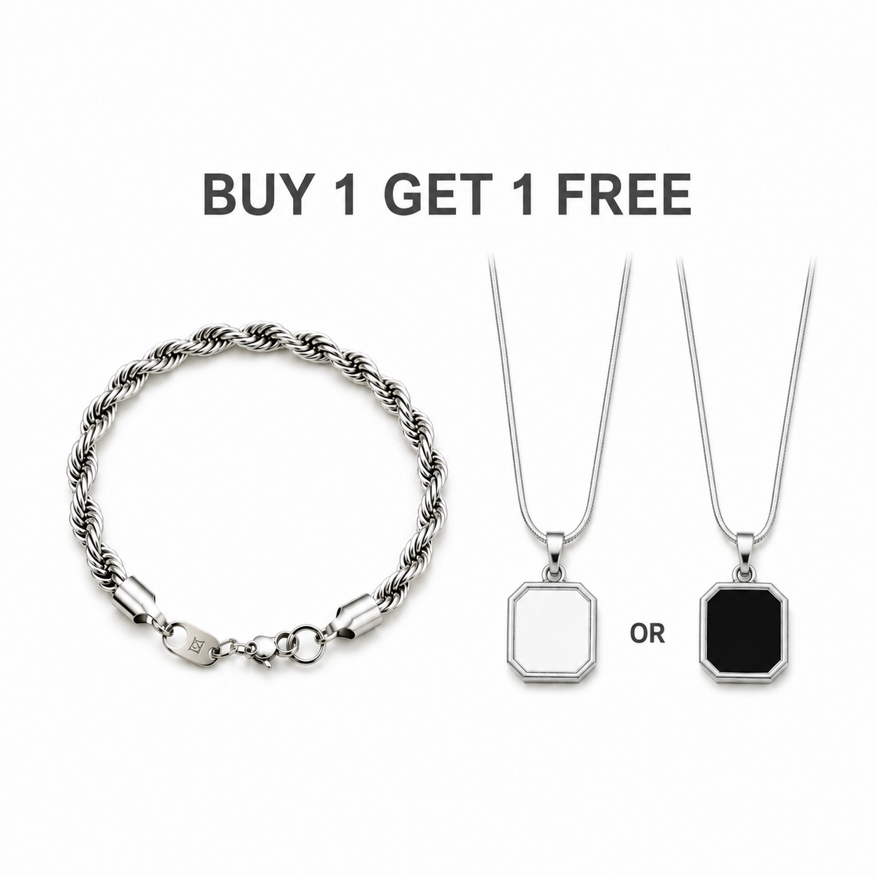 Rope Chain+(2 in 1) Octagon Pendant
