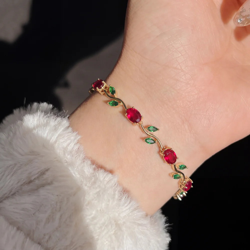 Luminous Design Gold Plated Crystal Stones Tulip Bracelet for Girls/Women